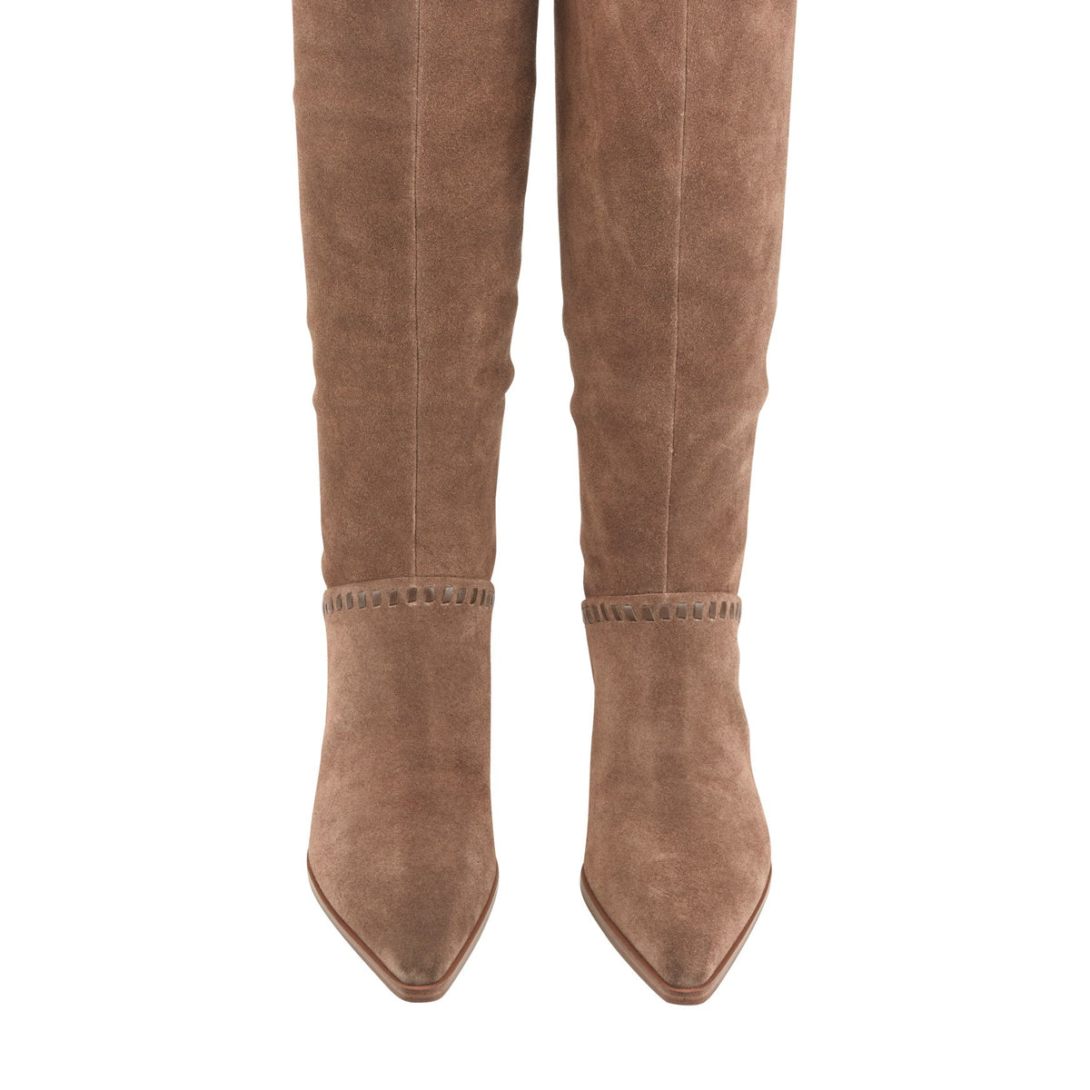 Tayla Block Heel Leather Boot - Light Brown Suede | Marc Fisher