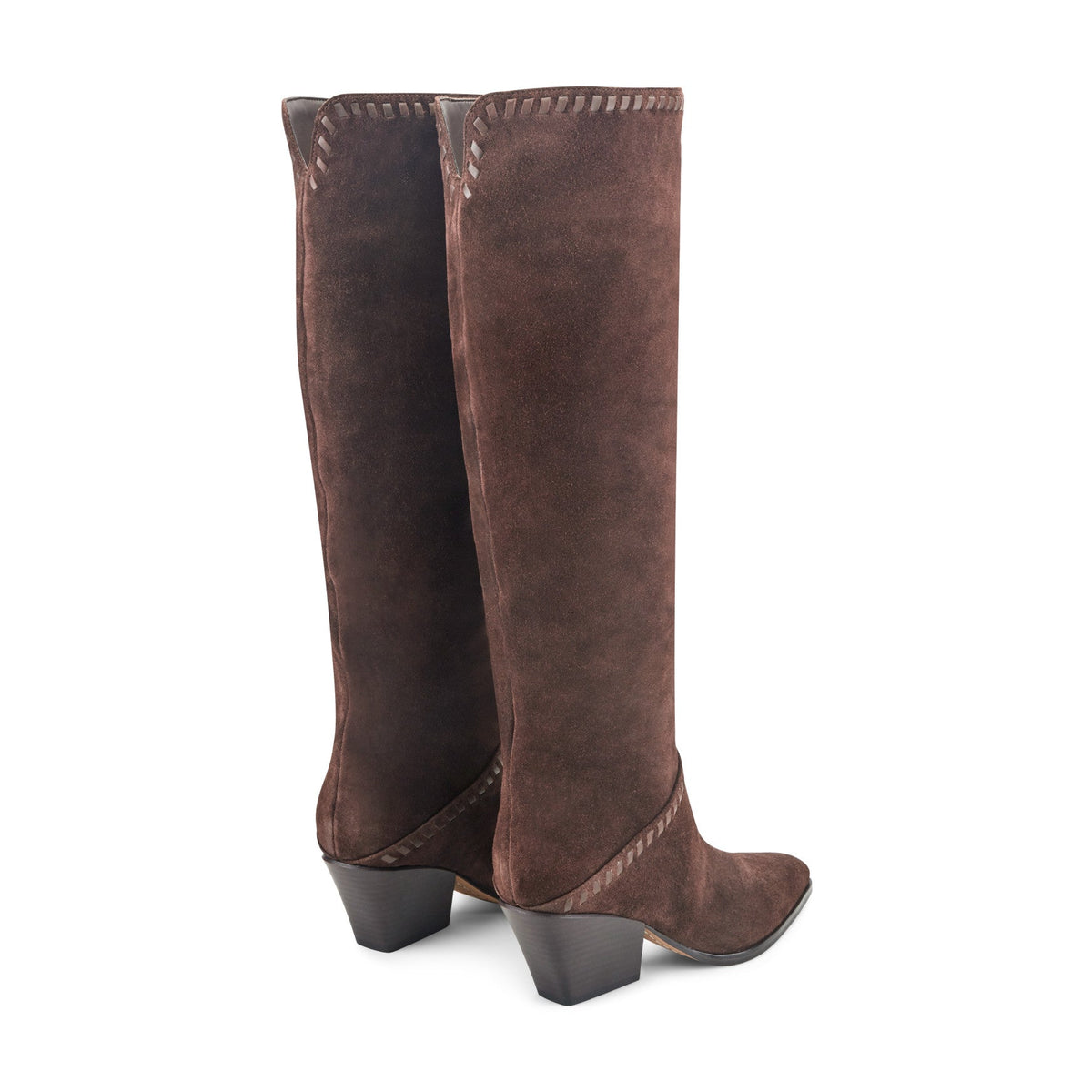 Tayla Block Heel Leather Boot - Dark Brown Suede | Marc Fisher