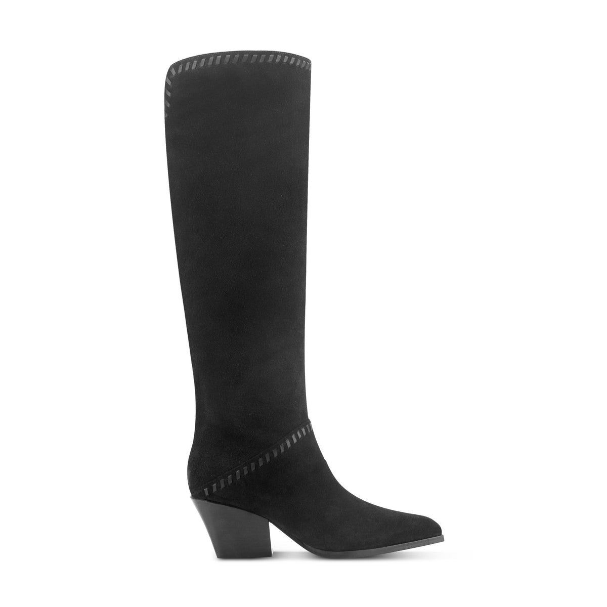 Tayla Block Heel Leather Boot - Black Suede | Marc Fisher