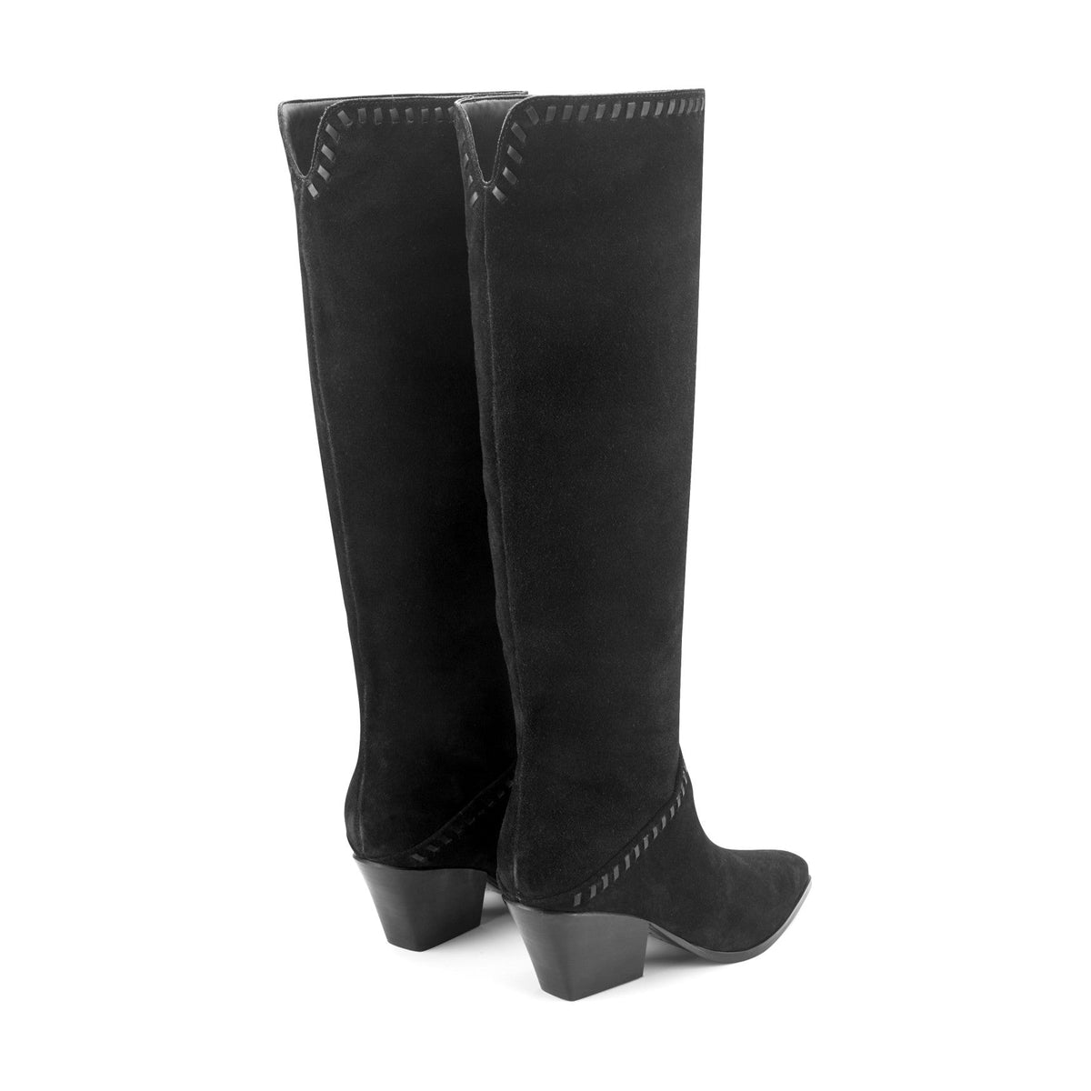 Tayla Block Heel Leather Boot - Black Suede | Marc Fisher
