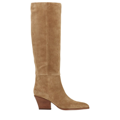 Tarrie Block Heel Leather Boot - Natural Suede | Marc Fisher