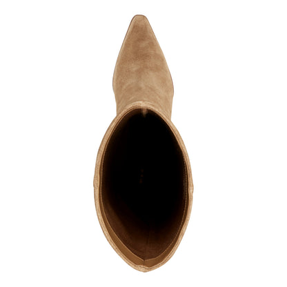 Tarrie Block Heel Leather Boot - Natural Suede | Marc Fisher