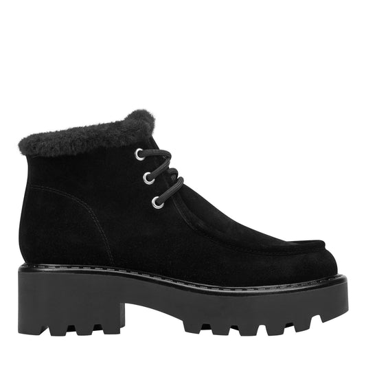 Percy Lug Sole Bootie - Black Suede | Marc Fisher