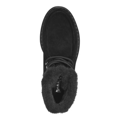 Percy Lug Sole Bootie - Black Suede | Marc Fisher