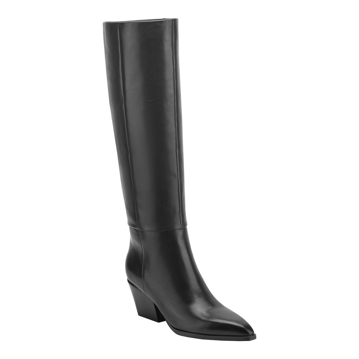 Tarrie Block Heel Leather Boot - Black Leather | Marc Fisher