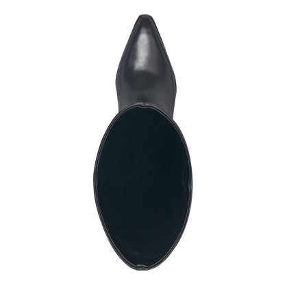 Tarrie Block Heel Leather Boot - Black Leather | Marc Fisher