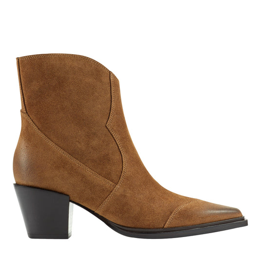 Giulie Western Leather Ankle Bootie - Natural Suede | Marc Fisher