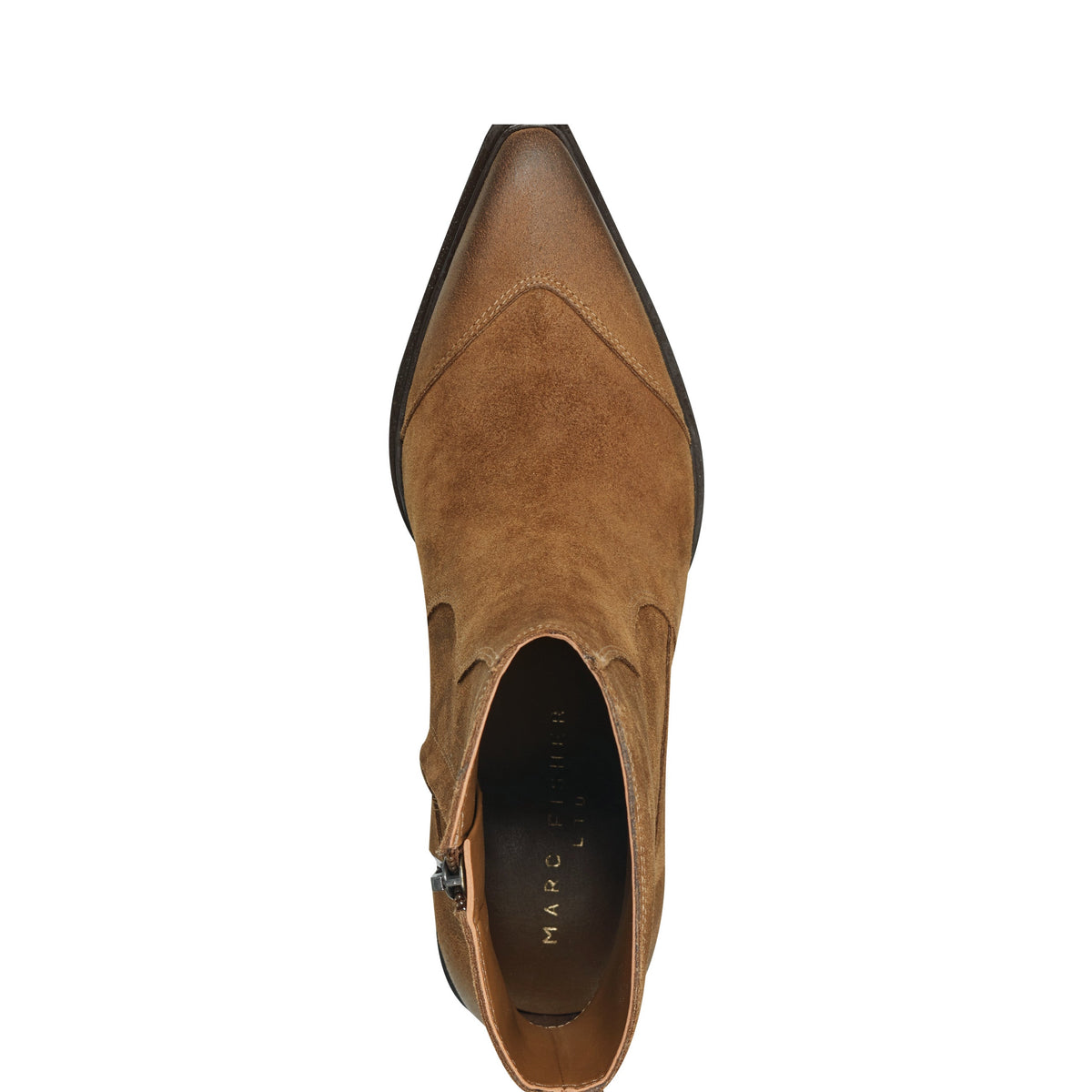 Giulie Western Leather Ankle Bootie - Natural Suede | Marc Fisher