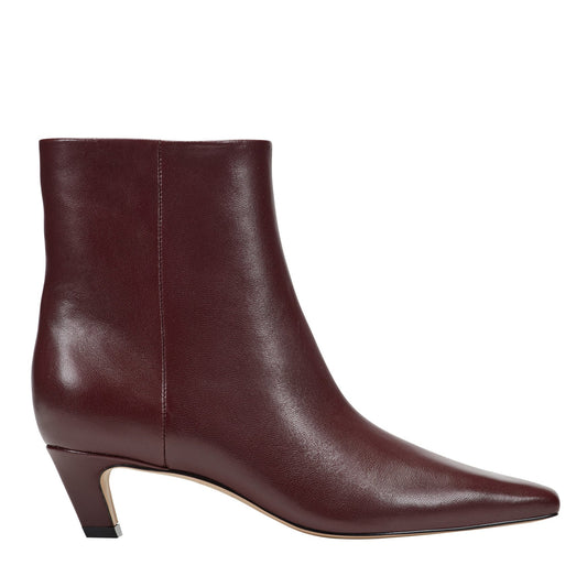 Danai Kitten Heel Leather Ankle Bootie - Dark Red Leather | Marc Fisher