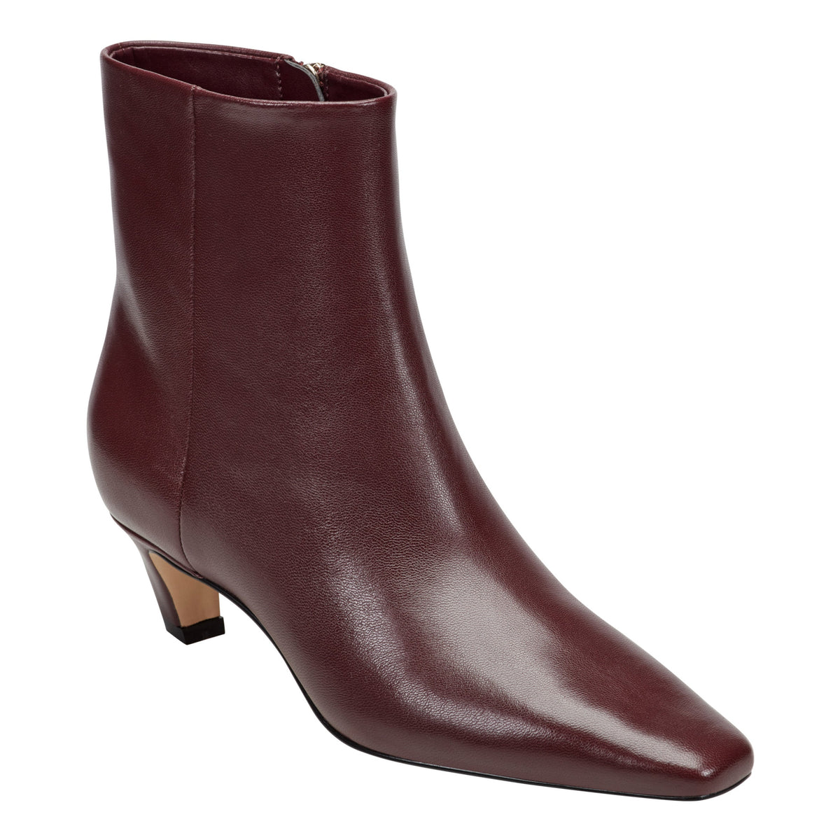 Danai Kitten Heel Leather Ankle Bootie - Dark Red Leather | Marc Fisher