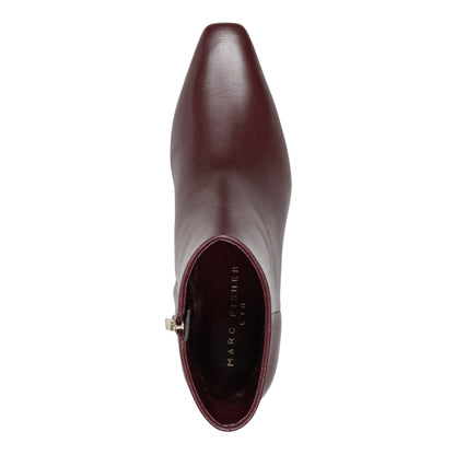 Danai Kitten Heel Leather Ankle Bootie - Dark Red Leather | Marc Fisher