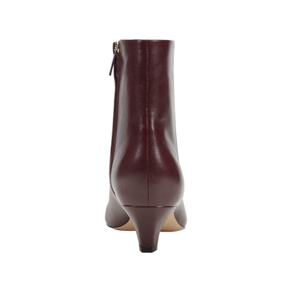 Danai Kitten Heel Leather Ankle Bootie - Dark Red Leather | Marc Fisher