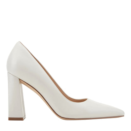 Minny Leather Block Heel Pump - Ivory Leather | Marc Fisher