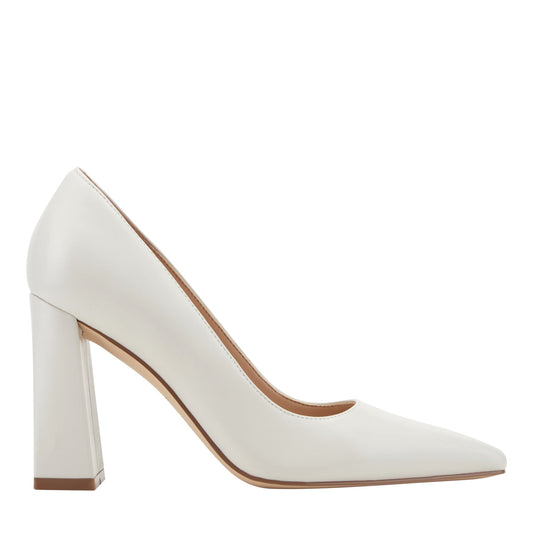 Minny Leather Block Heel Pump - Ivory Leather | Marc Fisher