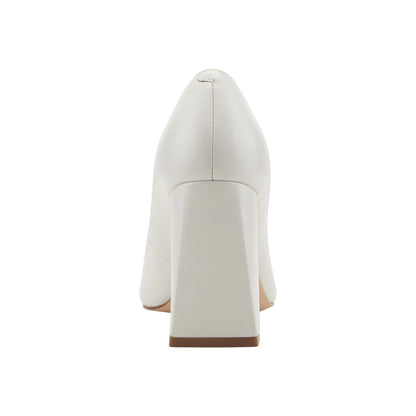 Minny Leather Block Heel Pump - Ivory Leather | Marc Fisher