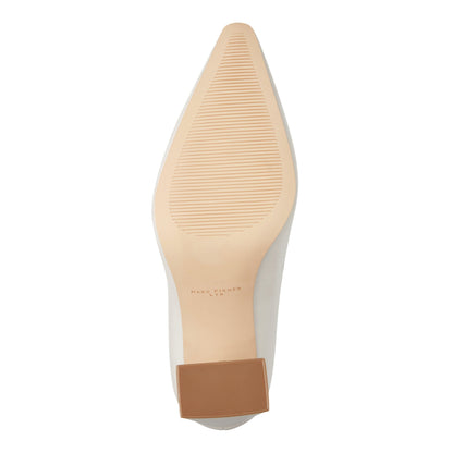 Minny Leather Block Heel Pump - Ivory Leather | Marc Fisher