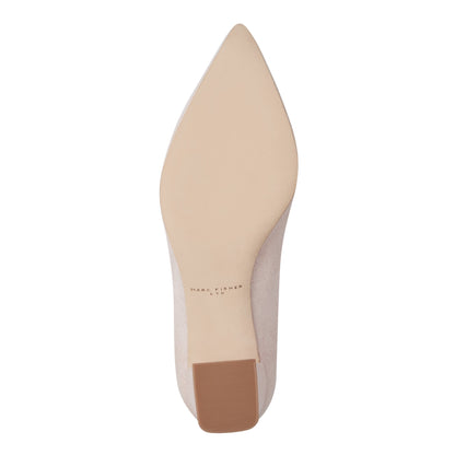 Zala Block Heel Pointy Toe Pump - Light Pink Suede | Marc Fisher