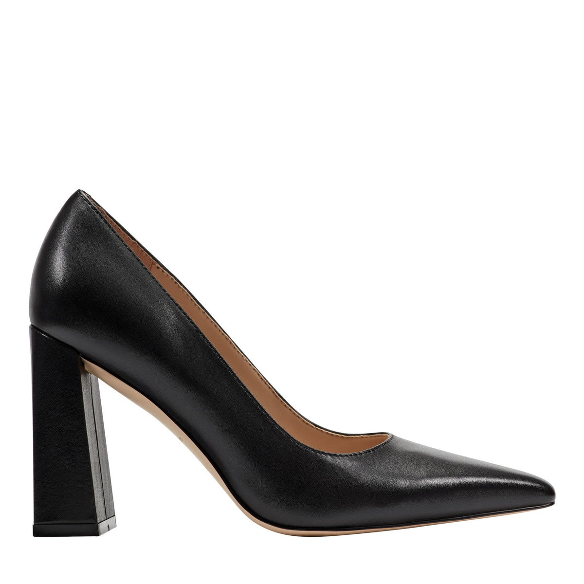 Minny Leather Block Heel Pump - Black Leather | Marc Fisher