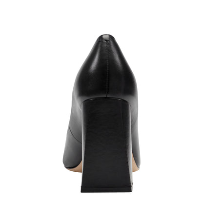Minny Leather Block Heel Pump - Black Leather | Marc Fisher