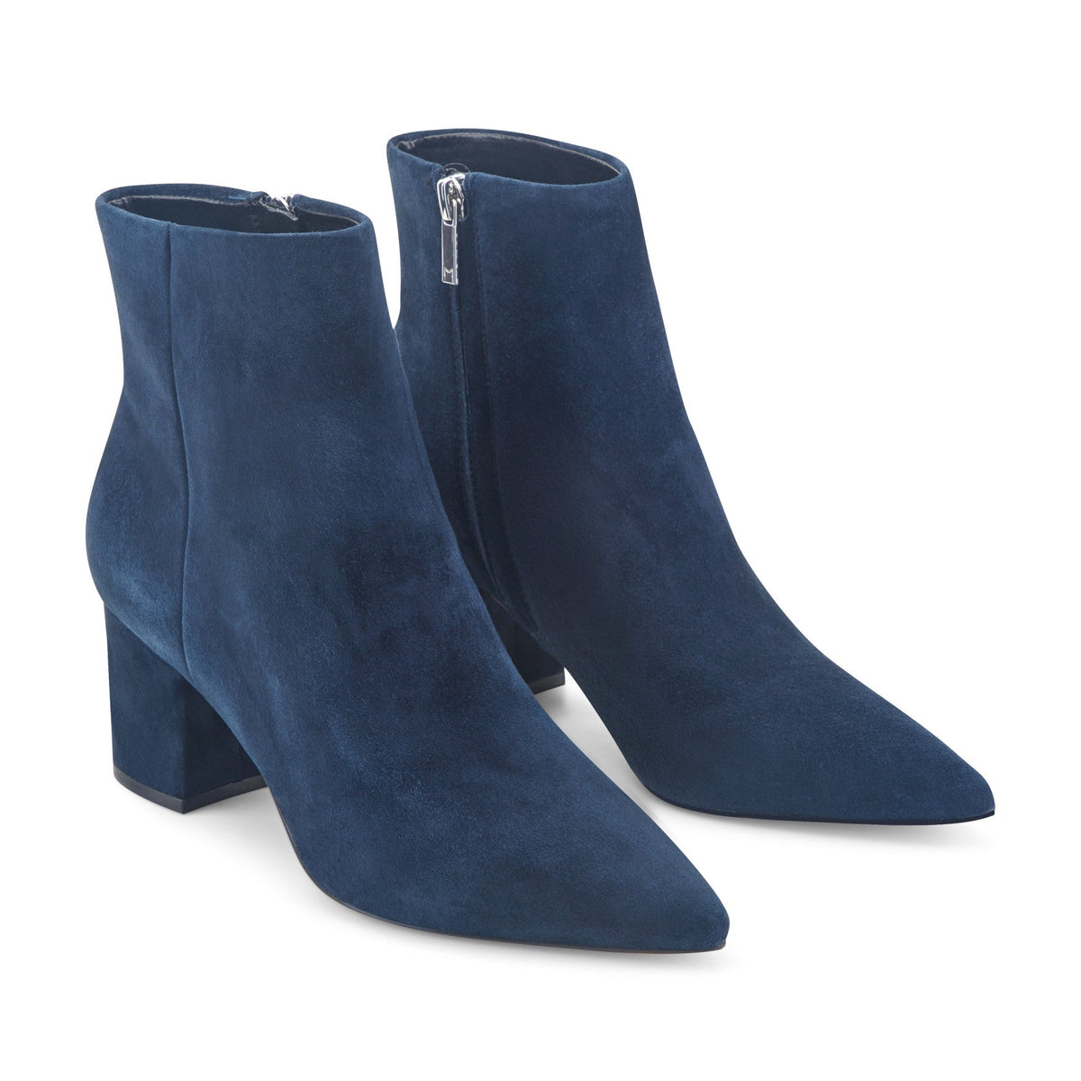 Jarli Pointy Leather Ankle Bootie - Navy Suede | Marc Fisher