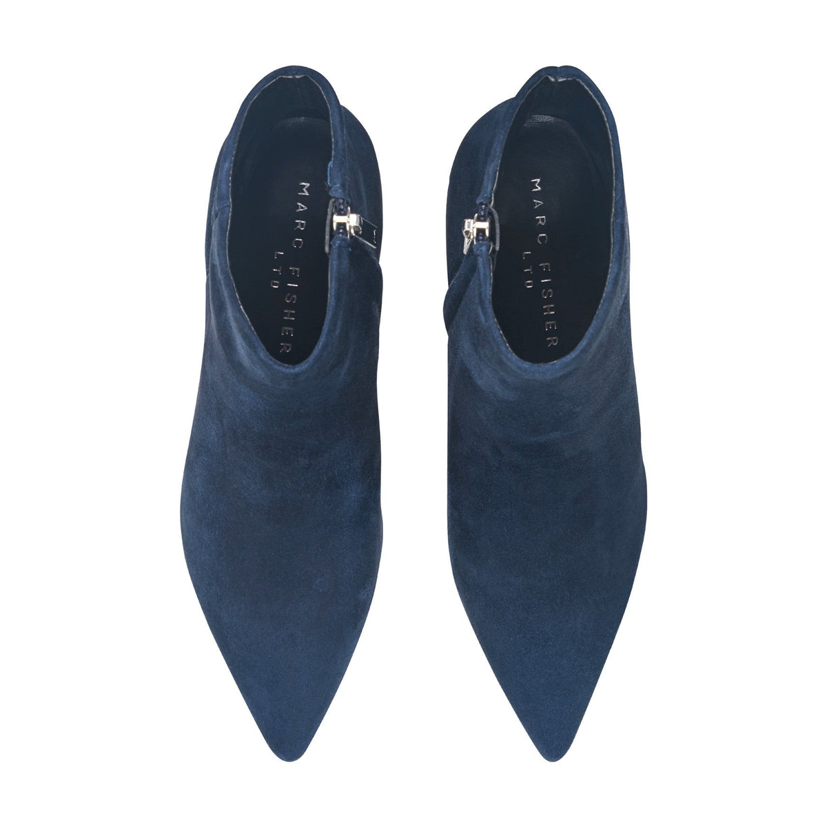 Jarli Pointy Leather Ankle Bootie - Navy Suede | Marc Fisher
