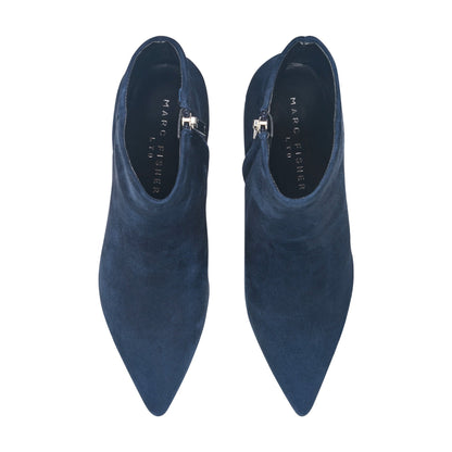 Jarli Pointy Leather Ankle Bootie - Navy Suede | Marc Fisher