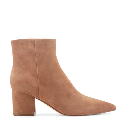 Jarli Pointy Leather Ankle Bootie - Brown Suede | Marc Fisher