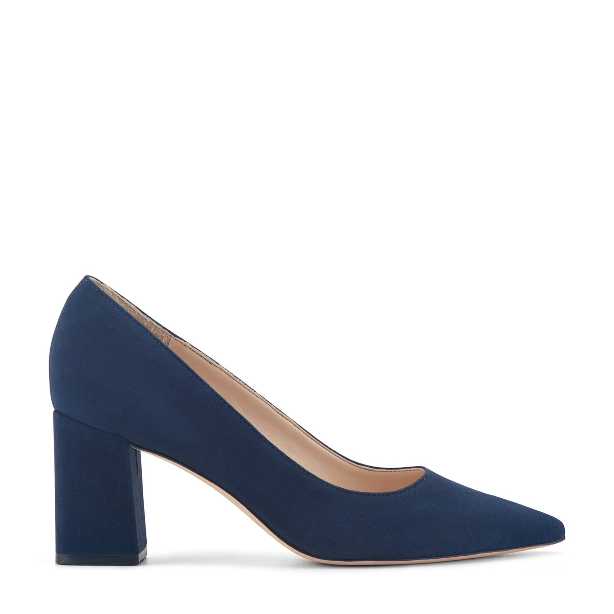 Zala Block Heel Pointy Toe Pump - NAVY SUEDE | Marc Fisher