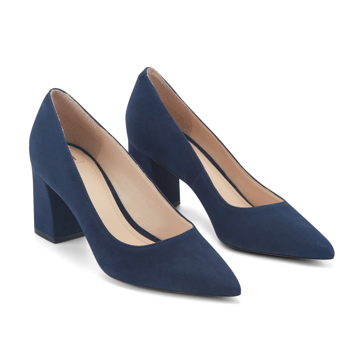 Zala Block Heel Pointy Toe Pump - NAVY SUEDE | Marc Fisher