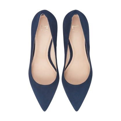 Zala Block Heel Pointy Toe Pump - NAVY SUEDE | Marc Fisher