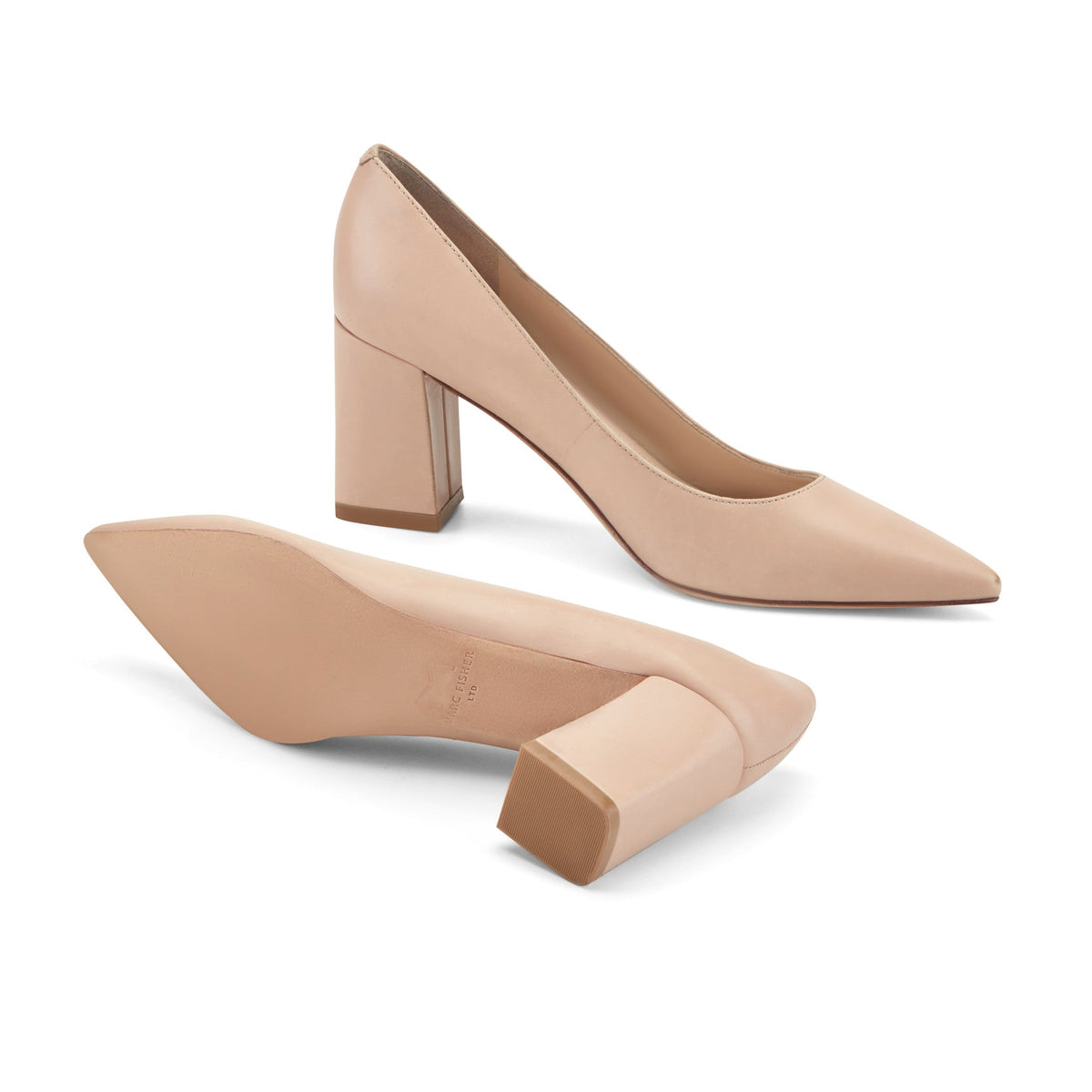 Zala Block Heel Pointy Toe Pump - Light Natural Leather | Marc Fisher