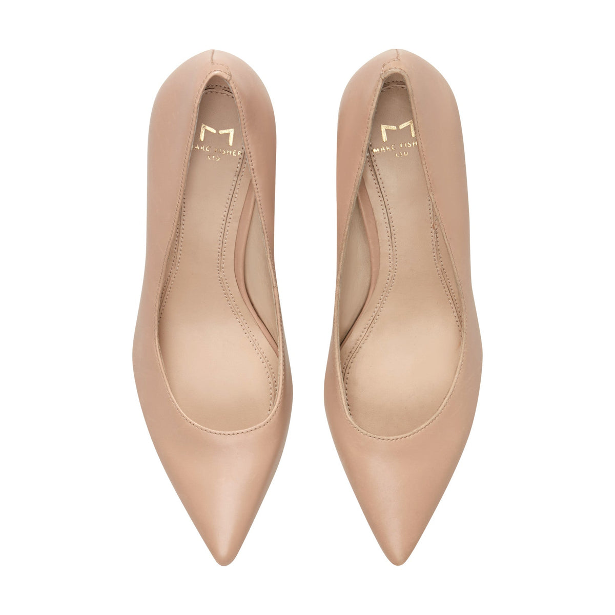 Zala Block Heel Pointy Toe Pump - Light Natural Leather | Marc Fisher