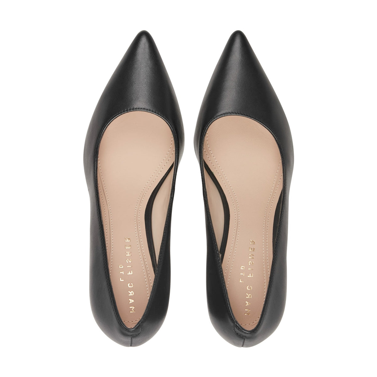 Zala Block Heel Pointy Toe Pump - Black Leather | Marc Fisher