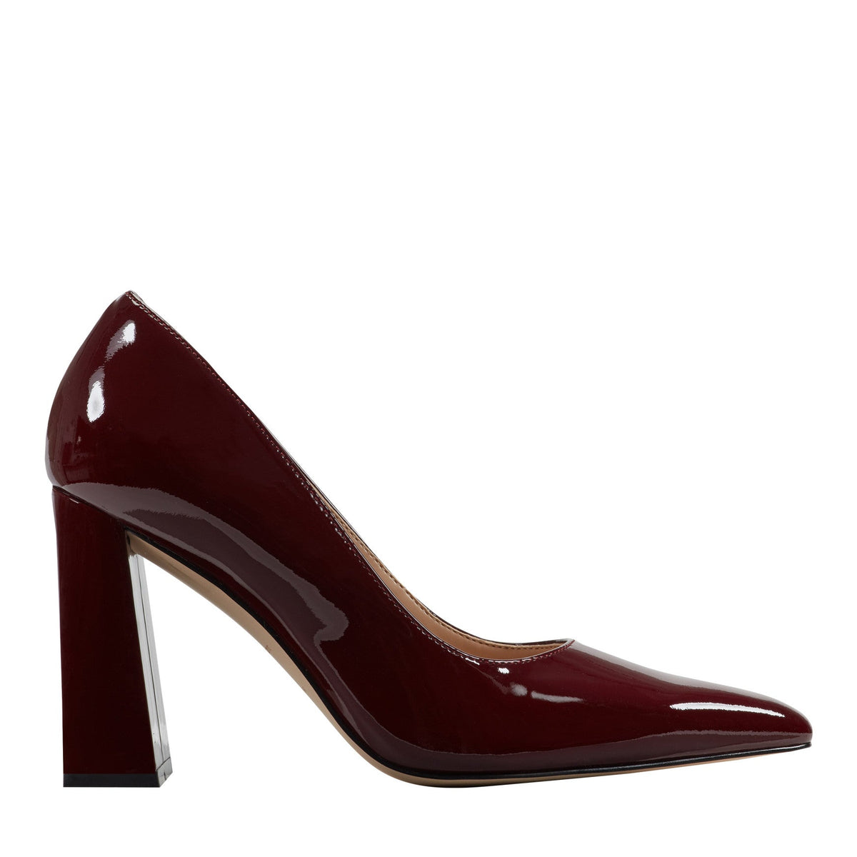 Minny Leather Block Heel Pump - Merlot Patent Leather | Marc Fisher