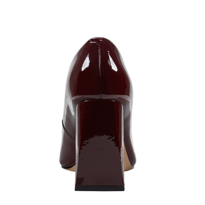 Minny Leather Block Heel Pump - Merlot Patent Leather | Marc Fisher