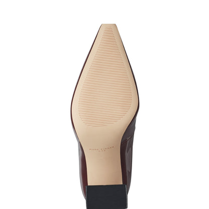 Minny Leather Block Heel Pump - Merlot Patent Leather | Marc Fisher