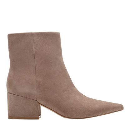 Alfie Block Heel Leather Ankle Bootie - Taupe Suede | Marc Fisher