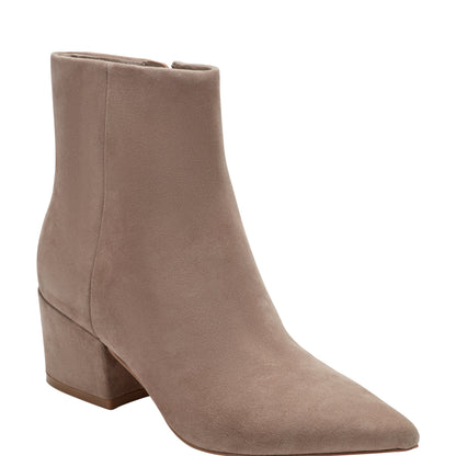 Alfie Block Heel Leather Ankle Bootie - Taupe Suede | Marc Fisher