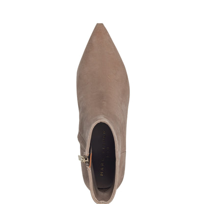 Alfie Block Heel Leather Ankle Bootie - Taupe Suede | Marc Fisher