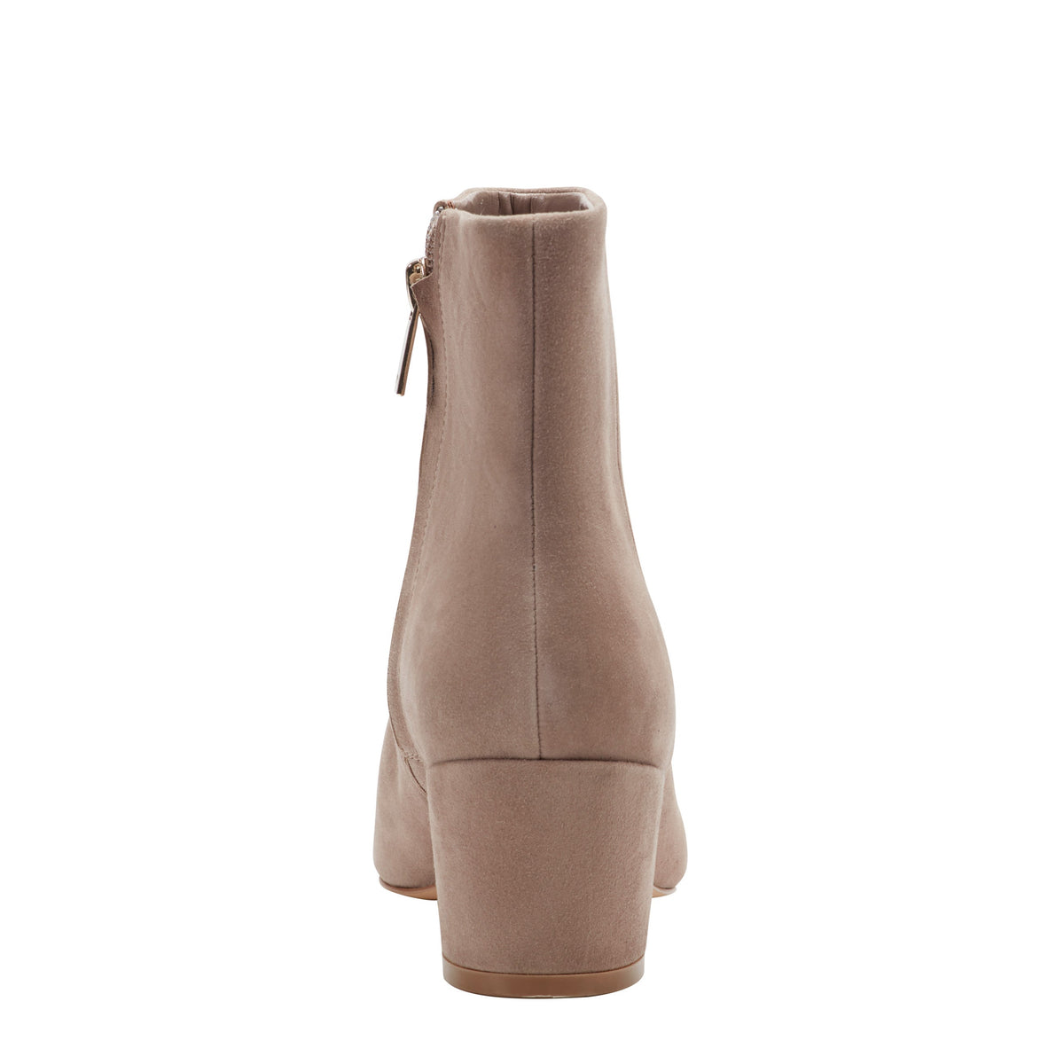 Alfie Block Heel Leather Ankle Bootie - Taupe Suede | Marc Fisher