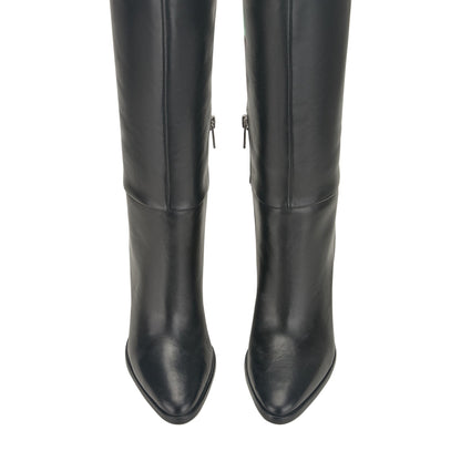 Lannie Wide Calf Dress Leather Boot - Black Leather | Marc Fisher