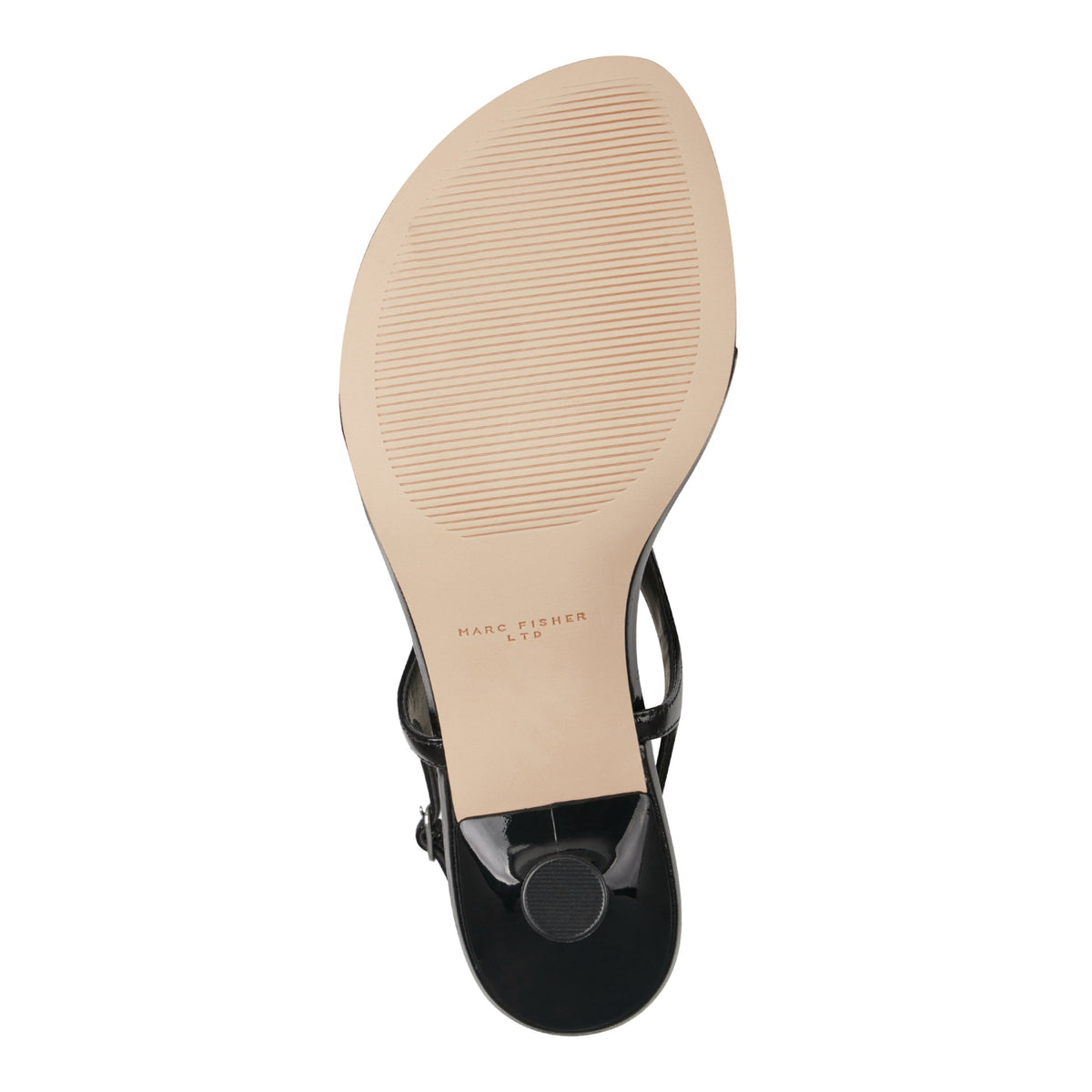 Pelysa Leather Heeled Thong Sandal - Black Patent Leather | Marc Fisher