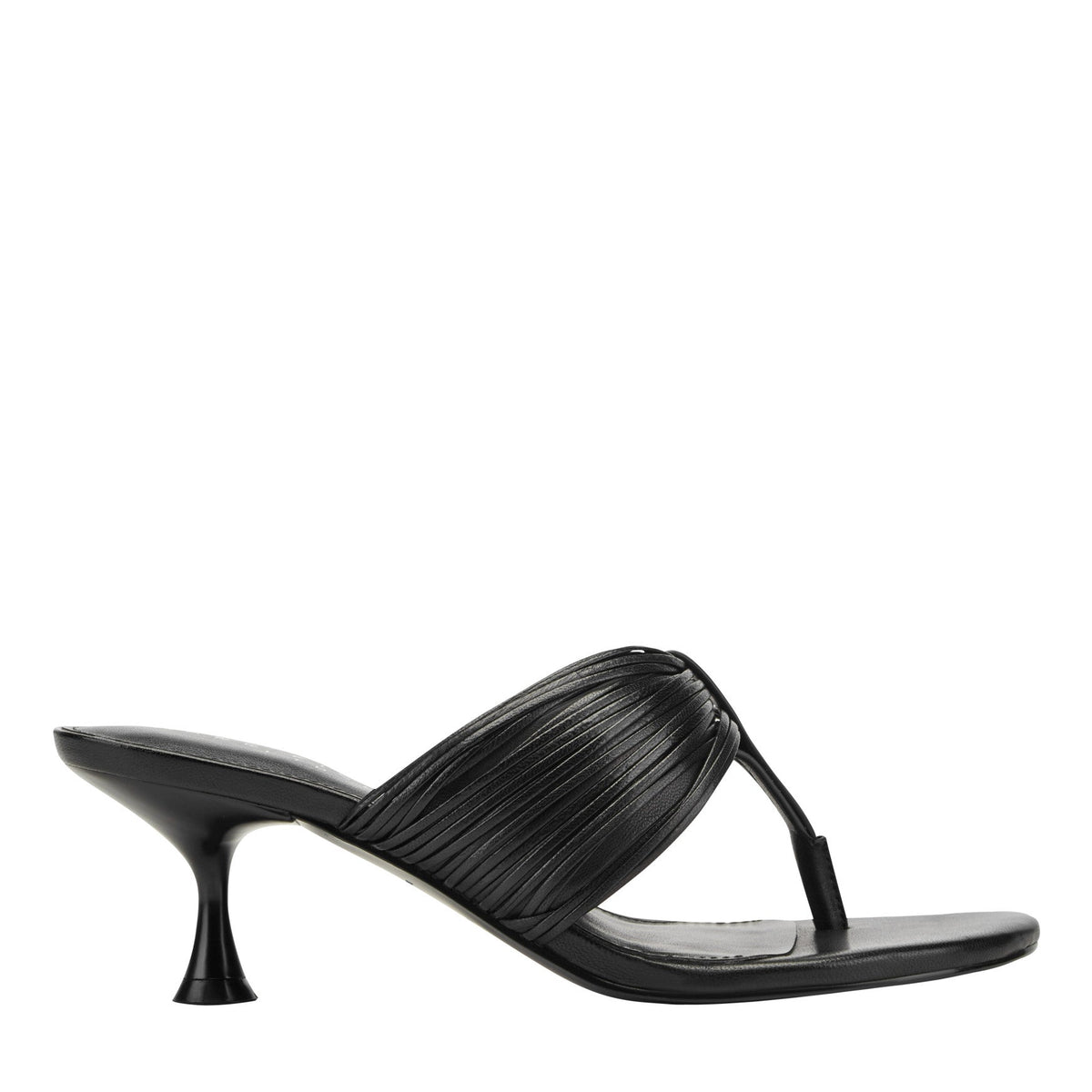 Pamilla Leather Heeled Thong Sandal - Black Leather | Marc Fisher