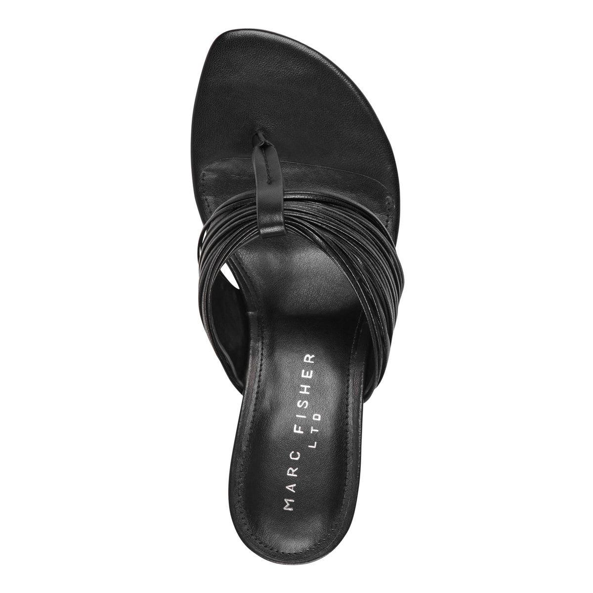 Pamilla Leather Heeled Thong Sandal - Black Leather | Marc Fisher