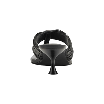 Pamilla Leather Heeled Thong Sandal - Black Leather | Marc Fisher