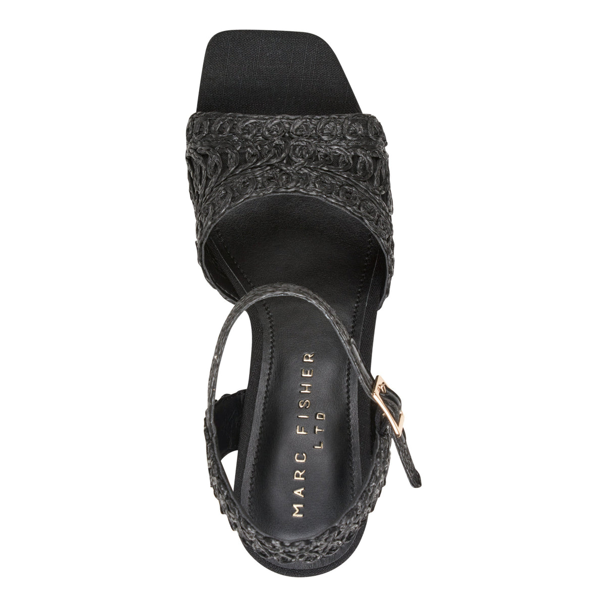 Chayse Platform Sandal - Black Raffia | Marc Fisher
