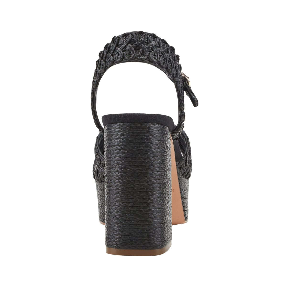 Chayse Platform Sandal - Black Raffia | Marc Fisher