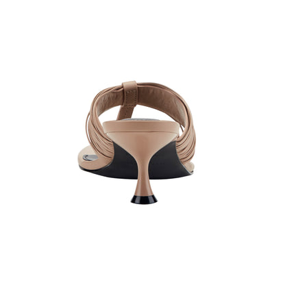 Pamilla Leather Heeled Thong Sandal - Light Brown Leather | Marc Fisher