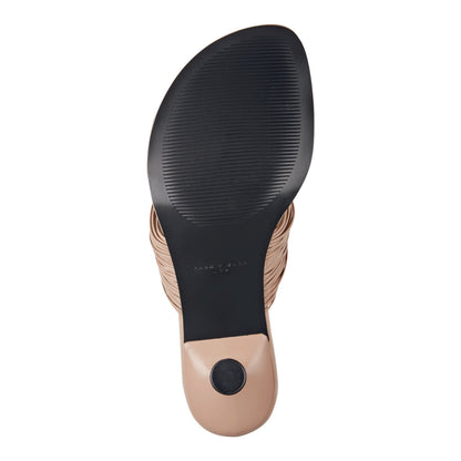 Pamilla Leather Heeled Thong Sandal - Light Brown Leather | Marc Fisher