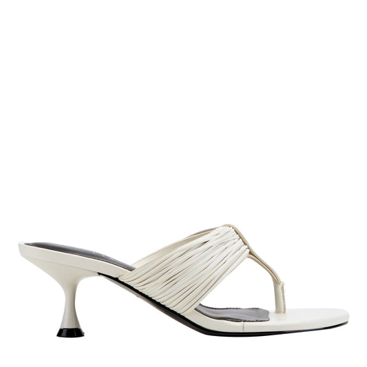 Pamilla Leather Heeled Thong Sandal - Cream Leather | Marc Fisher